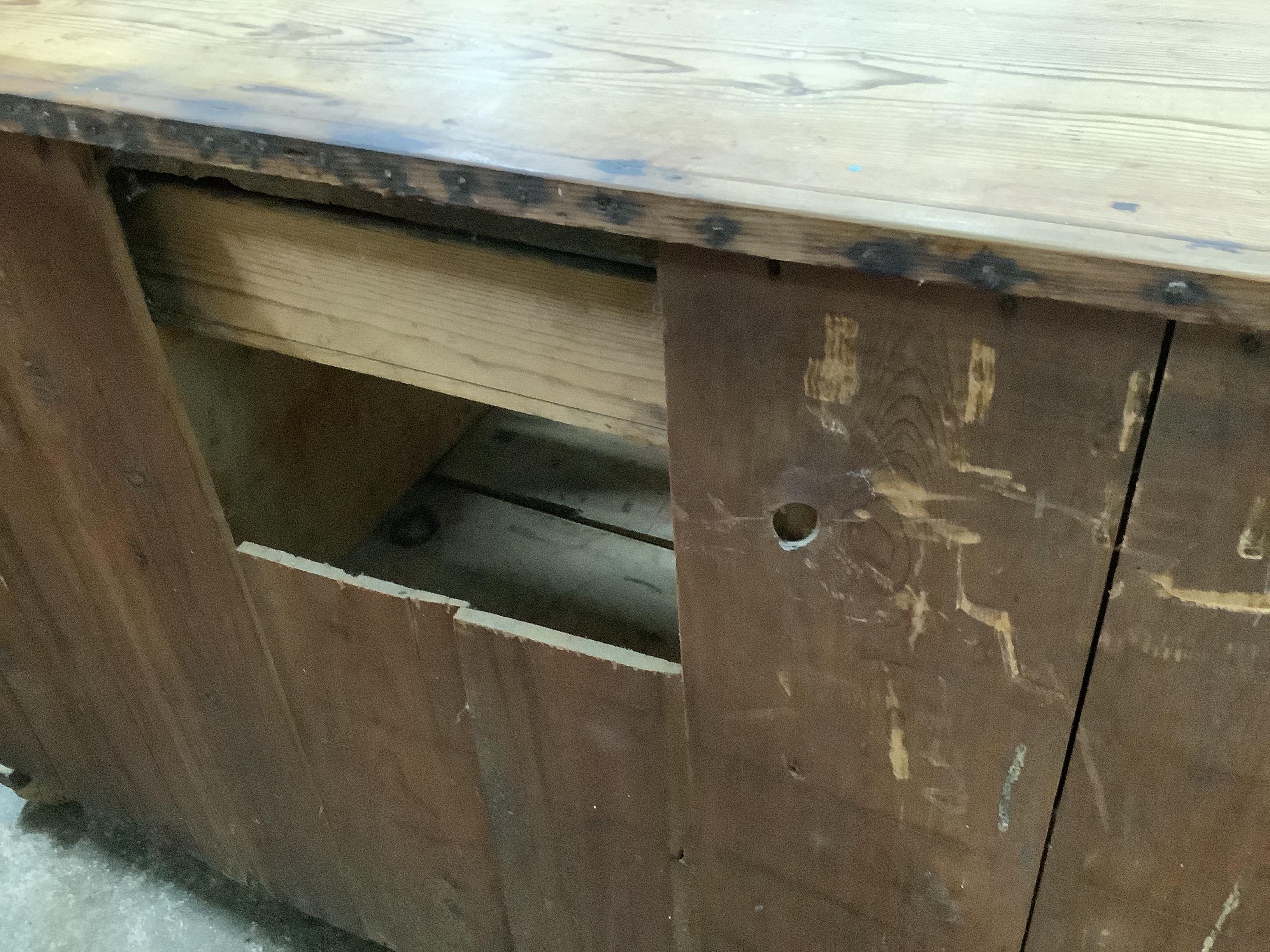 A Victorian pine low dresser, width 137cm, depth 45cm, height 84cm